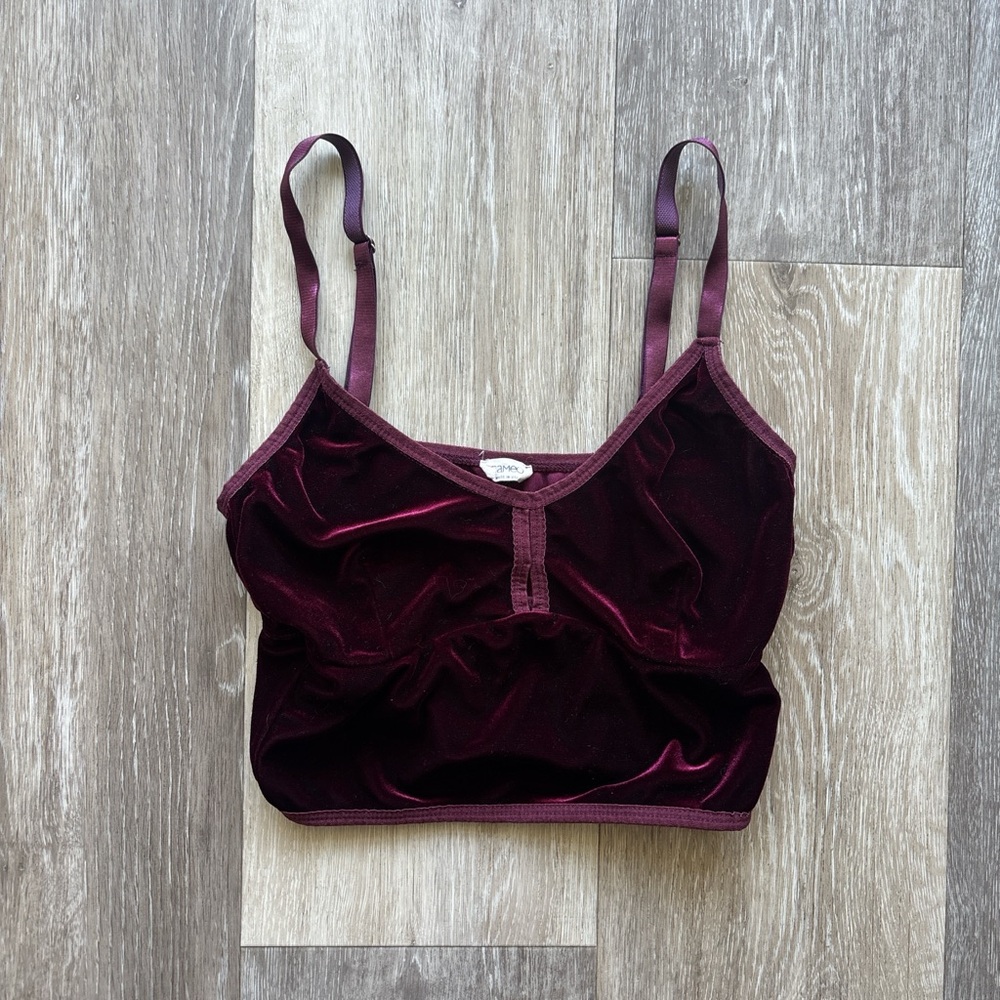 Cameo Burgundy Wine Velvet Bralette Top Size S